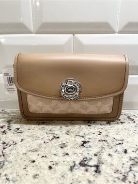 Coach Parker Signature Crossbody Bag with Tea Rose Closure NWT